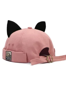 Fashion Cute Cat Ears Brimless Hat Adjustable Rolled Cuff Beanie Hat Solid Color Hip Hop Retro Skullcap Outdoor Daily - Aliexpress - FashionsVida