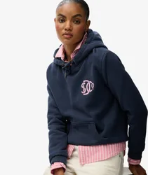 Superdry Damen Baumwolle Gesticktes Logo SD & CO Neon Kapuzenpullover, Marineblau - Größe: 40