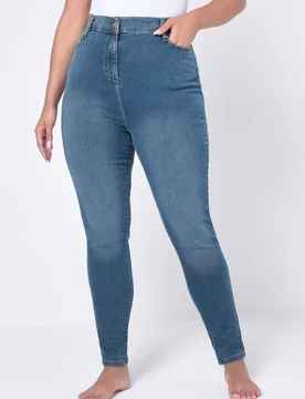Women's Skinny Ava Jeans in Mid Blue Size: 22L - Mid Blue - Size: 22L - Yours - FashionsVida