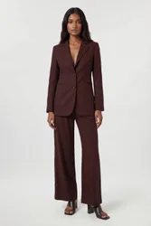 Women's Tencel Blend Tailored Single Breasted Blazer in Chocolate Size: 16 - Chocolate - Size: 16