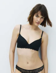 Ida Lace Non Wired Plunge Bra A-E Black female