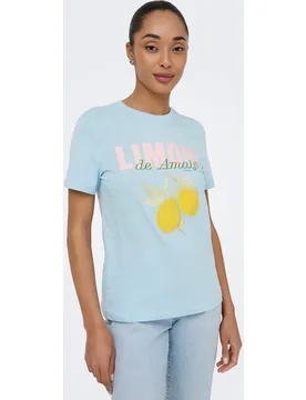 Camiseta larga de mujer de manga corta con escote redondo - Only - FashionsVida