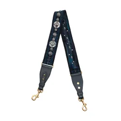 Studded Canvas Embroidered Bag Strap