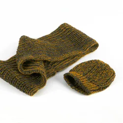 Strickset Mütze & Schal "Alpaka" cognac