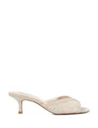 Embellished Kitten Heel Mules Gold female