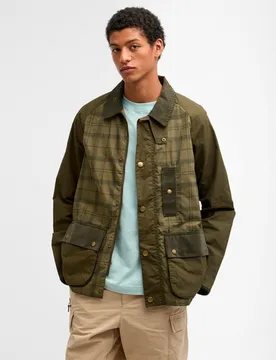 Chaqueta de hombre con tartan tipo patchwork de lagodón - Barbour - FashionsVida