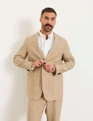 Regular Fit Pure Linen Textured Blazer Natural male