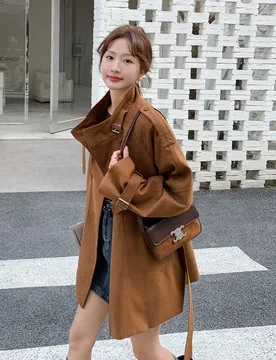 Blouse Coat Trench Coat Women's Autumn Coffee Brown Melange Cropped Petite Suede Velvet New Comfortable Casual Niche Versatile - Aliexpress - FashionsVida