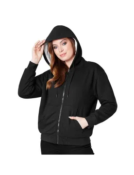 Women's Fleece Zip Up Hoodie in Black Size: Large - Black - Size: L - CityComfort - FashionsVida