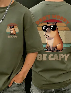 Camiseta gráfica de capibara retro para niños, camiseta de manga corta casual con estampado de lema divertido para el verano - Shein - FashionsVida