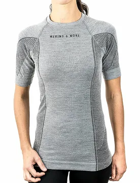 Maglietta funzionale da donna a maniche corte grigio XL - Merino & More - FashionsVida