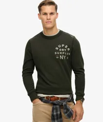 Superdry Herren Surplus Sweatshirt mit Rundhalsausschnitt und Grafik Schwarz - Größe: Xxl