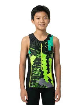 Maglia Da Triathlon Senza Maniche Adventure Black / Green / Yellow