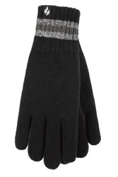 Mens 1 Pack SOCKSHOP Cedar Stripe Cuff Gloves Black L/XL - Black - Size: Large