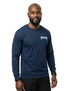 T-shirt à Manches Longues Thrasher Flame Dot Midweight Navy XL