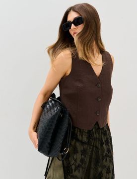 Gilet da completo in viscosa classico - marrone scuro