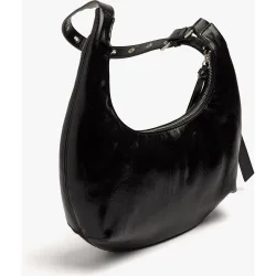 Bolso de hombro con cierre de cremallera y tachuelas decorativas en liso