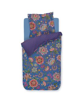 Percal Juego de cama BOMBAY BOLD 70x90cm/140x200cm Azul Oscuro azul oscuro