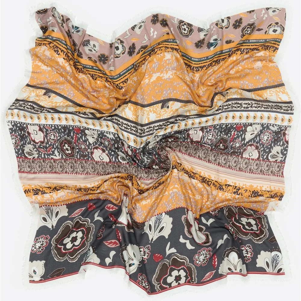 Pañuelo franjas paisley y flores - Bimba y Lola - FashionsVida
