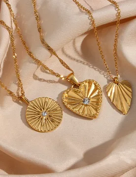 Elegant Gold Plated Sun Heart Shape Zircon Pendant Necklace For Women Stainless Steel Creative Chic Design Party Jewelry Gift - Aliexpress - FashionsVida