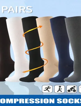 Pares de calcetines de compresión de fibra de cobre, calcetines hasta la rodilla de 15-20 mmHg adecuados para ciclismo, fútbol, baloncesto y correr - Shein - FashionsVida