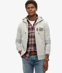 Superdry Men's Kapuzenjacke mit Gesticktem Vintage Logo Dunkelgrau - Größe: XL
