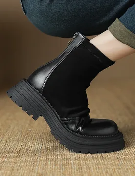 Fashionable New Round-toe Elegant Thick-soled Casual Women's Boots Riding Boots Women's Vintage Short Boots Sizes 33-43 - Aliexpress - FashionsVida