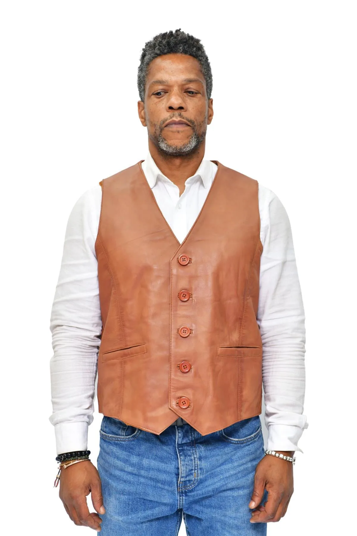 Mens Classic Waistcoat-Chester - Tan - Size Small - Infinity Leather - FashionsVida