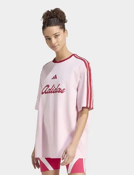 Womens T-shirt Lux Tiro Loose Graphic - Rosa, rosa rosa Donna taglia L - Adidas - FashionsVida