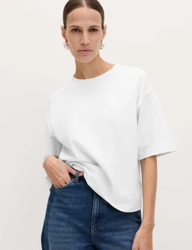 Pure Cotton Heavyweight Boxy T-Shirt White female - M&S - FashionsVida