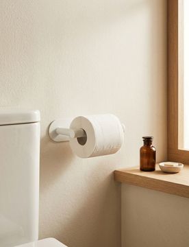 Supporto da parete adesivo per carta igienica - bianco
