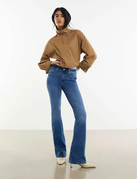 Mid Rise Flared Jeans Denim female - River Island - FashionsVida