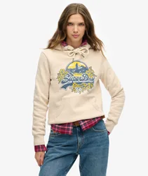 Superdry Women's Geblümtes Hoodie Creme - Größe: 42