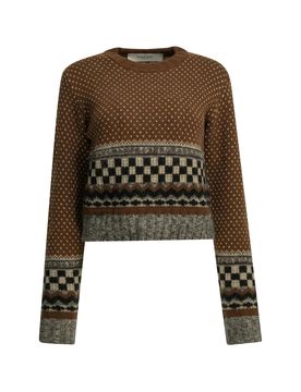 Geometric Print Wool-Alpaca Crewneck Sweater