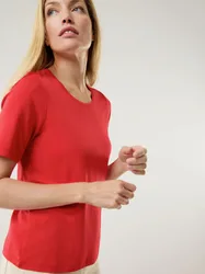 Viskose-Shirt, , Farbe Rot, 42, zart glänzende Viskose bequemer Schnitt Damen
