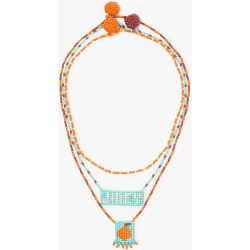Collar doble con cuentas y abalorios