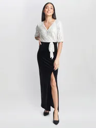 Womens Matilyn Maxi Sequin Dress With Velvet Skirt - Black - Size 20 Uk