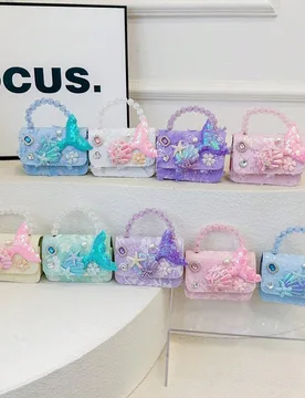 Pieza Bolso de mano con perlas falsas, bolso de hombro de moda, bolso con decoración de sirena, bolso de princesa lindo, bolso cruzado, bolso de alma - Shein - FashionsVida