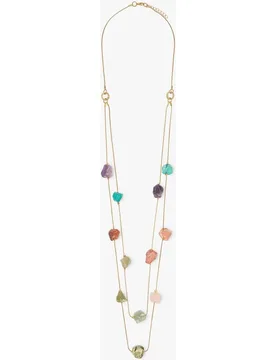 Collar largo doble con piedras decorativas - Parfois - FashionsVida