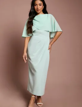 Women's Petite Chiffon Cape Midi Dress in Sage Size: 8 - Sage - Size: 8 - Coast - FashionsVida