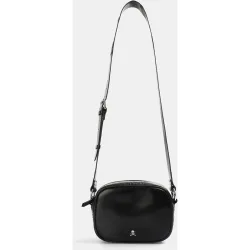 Bandolera de mujer de piel con calaveras metálicas