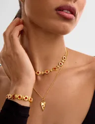 Gold Coated Heart Chain Necklace Gold Mix female