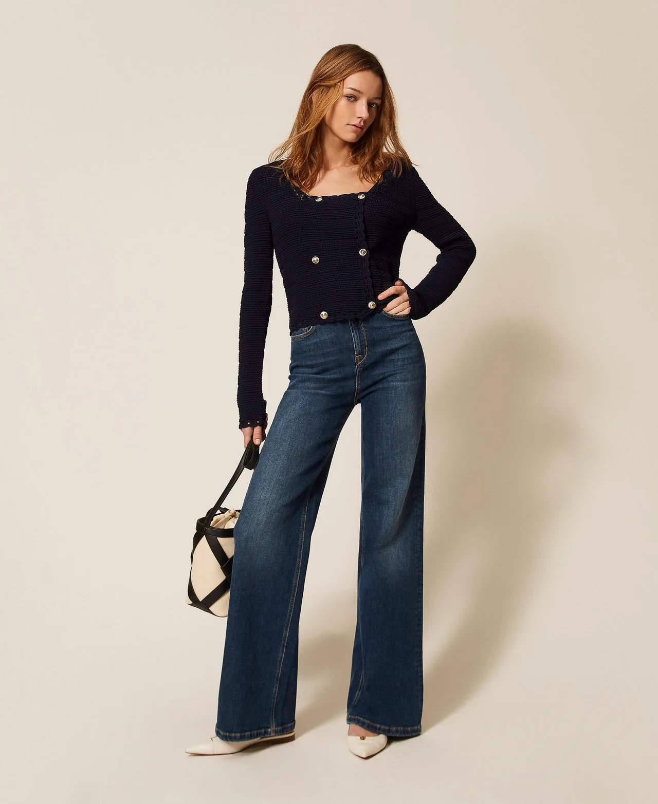 Blouson en maille avec crochet - TWINSET - FashionsVida