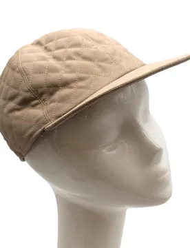 Beige Cotton Blend Quilted Cap - Bates - FashionsVida