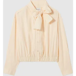 Camisa de mujer 100% algodón con cuello lavallière