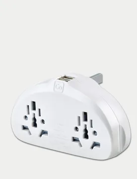 World-UK Travel Adaptor Duo with USB White - Go Travel - FashionsVida