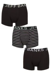 Mens 3 Pack Cotton Patterned Trunks Black Stripes S - Black - Size: Small