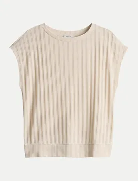 Jerseyshirt Sapino mit Rippenstruktur Beige 36 - Opus - FashionsVida
