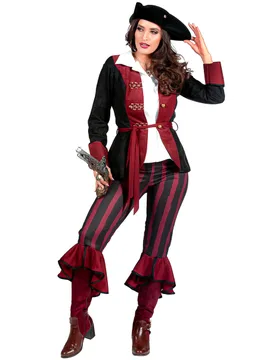 Luxus Piratenkostüm Schwarz Bordeaux für Damen - female - Wilbers Karnaval BV - FashionsVida