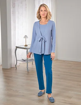Cardigan 2-in-1 azur Amélie di Santi - Amelie di Santi - FashionsVida